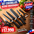Set de 6 Cuchillos 🔪 de Cocina 🍽️Acero Inoxidable Anti-Adherente