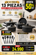 Set de Ollas 🍳 Antiadherentes de 13 Pcs 👨‍🍳 +  Utensidios de Cocina🎁
