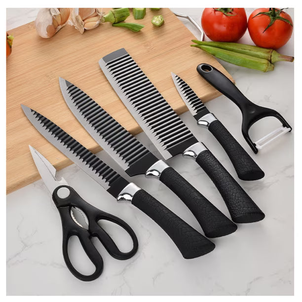 Set de 6 Cuchillos 🔪 de Cocina 🍽️Acero Inoxidable Anti-Adherente
