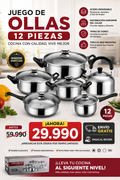 Juego De Ollas De Acero Inoxidable Engrosado 12 Piezas👨‍🍳👨‍🍳