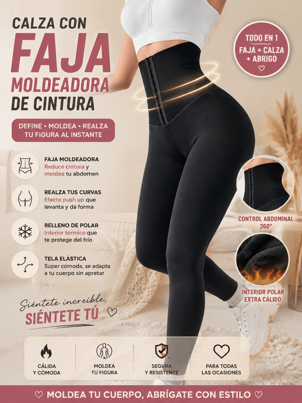 ❄️ Calza Térmica con Faja Moldeadora – Moldea tu figura y abrígate con estilo