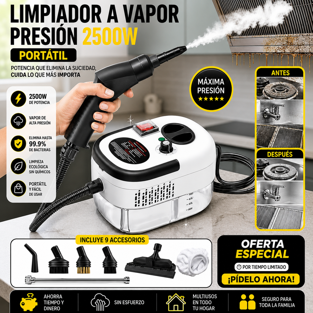 MAQUINA DE LIMPIEZA A VAPOR SteamForce® ♨️🌡️ - Excelente para el hogar🏠 y limpiar motores🚗
