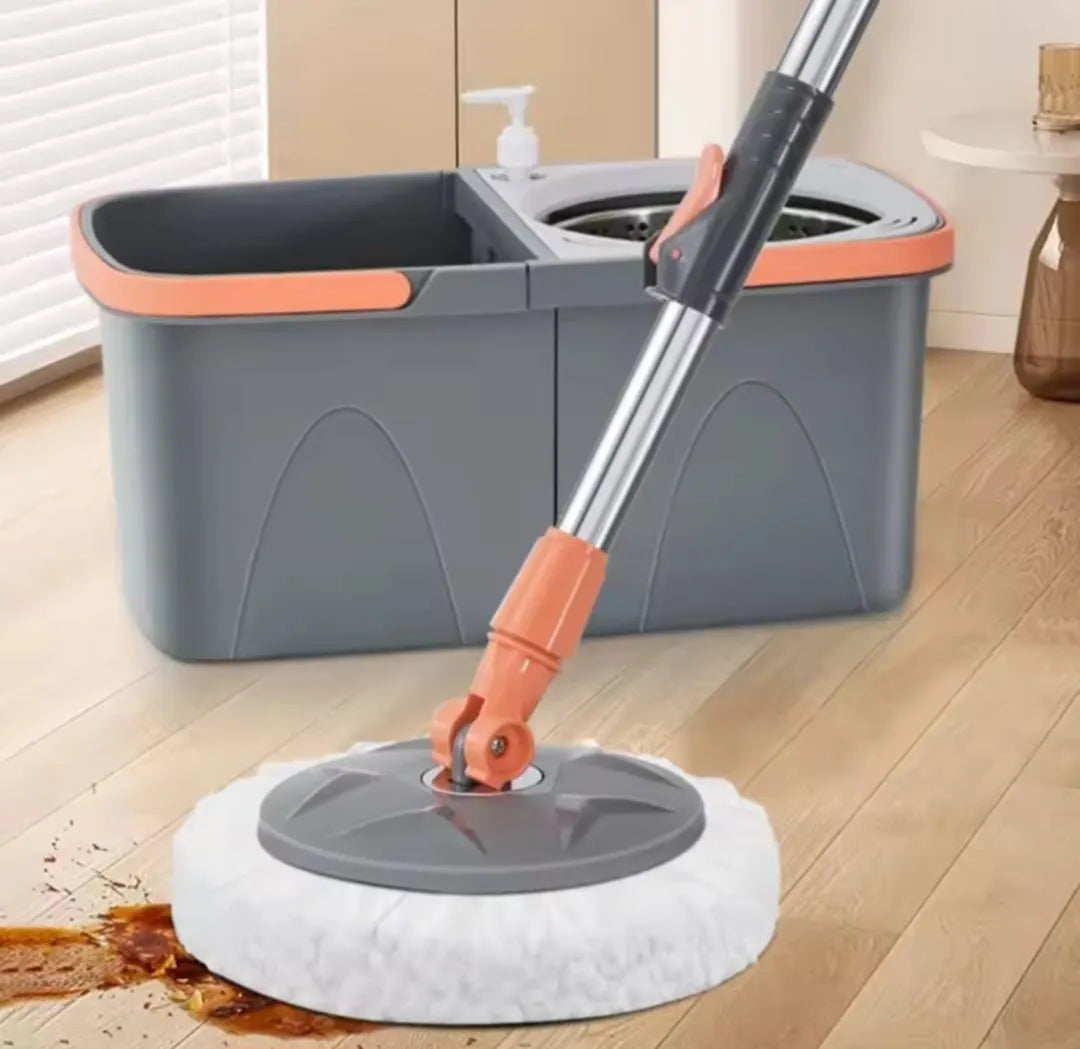 Mopa Giratoria AutoExprimible 360° 🔄 Doble Cubo 🪣 + 1 Repuesto de Regalo🎁 + ENVÍO GRATIS✅