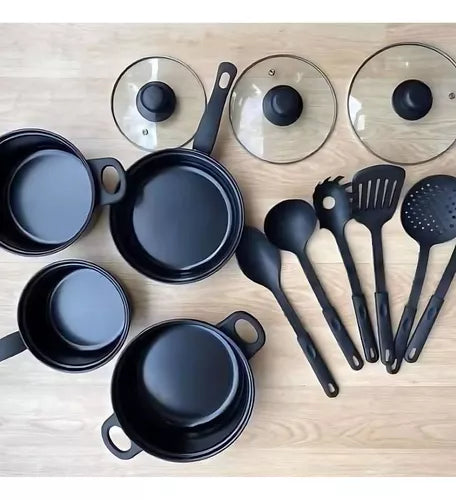 Set de Ollas 🍳 Antiadherentes de 13 Pcs 👨‍🍳 +  Utensidios de Cocina🎁