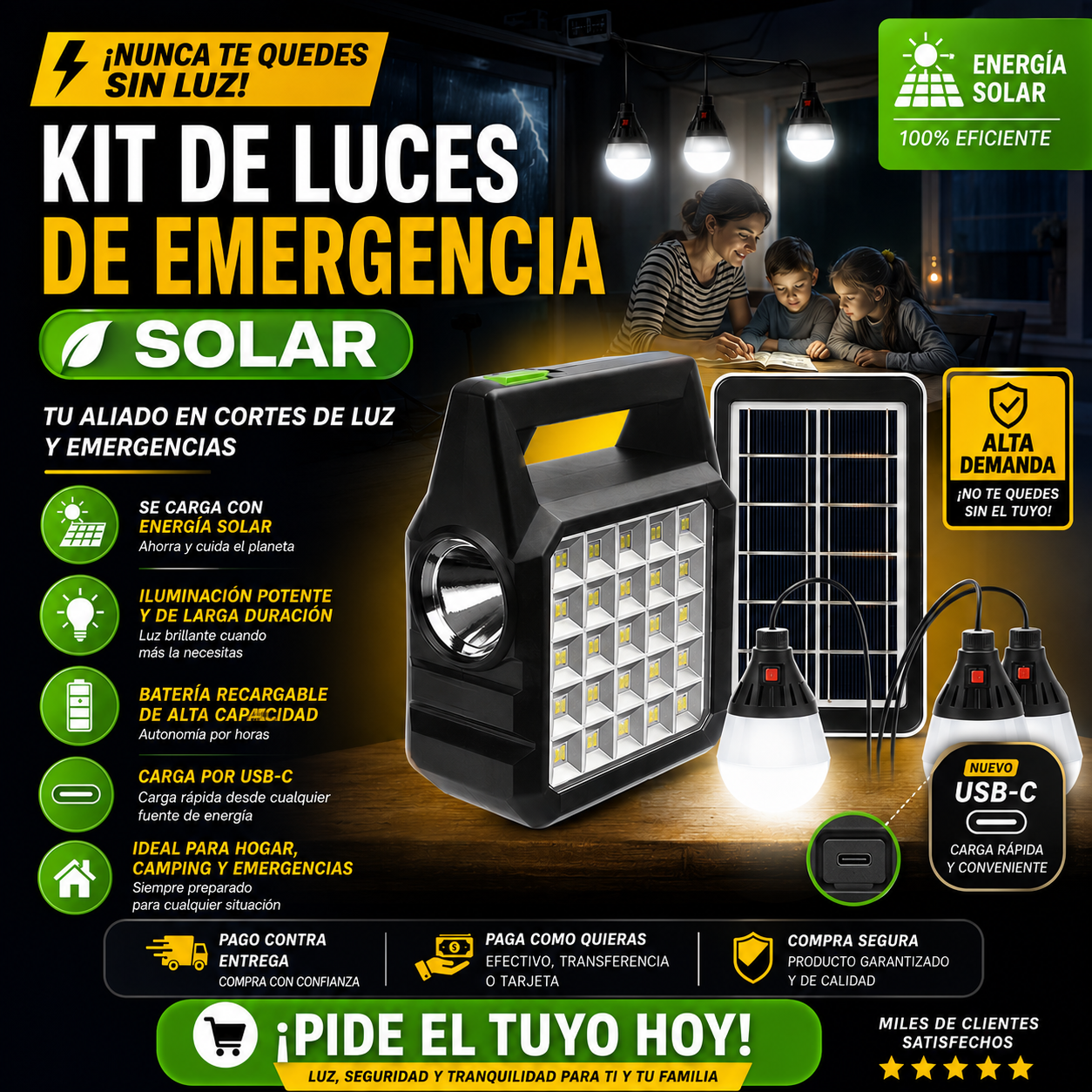 Kit de Luces Solares ☀️ de Emergencia - Cuídate de los apagones. 🕯️